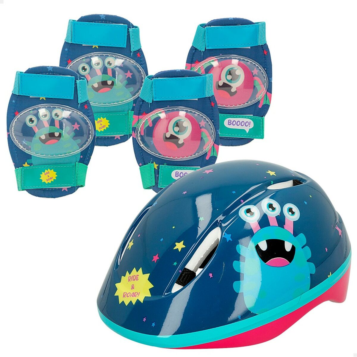 Hjälm- och knäskyddspaket Colorbaby Monster (4 antal) - 8