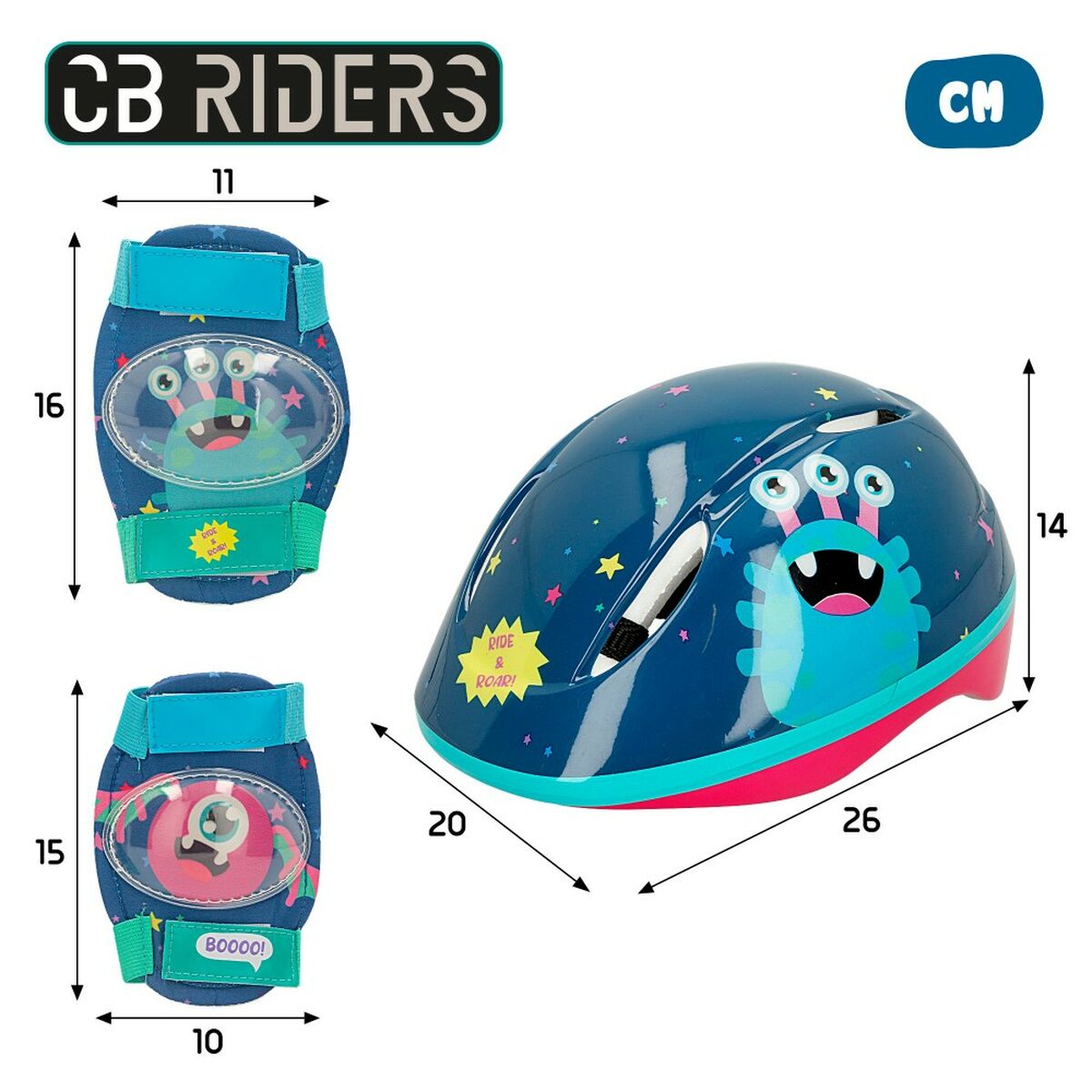 Hjälm- och knäskyddspaket Colorbaby Monster (4 antal) - 11