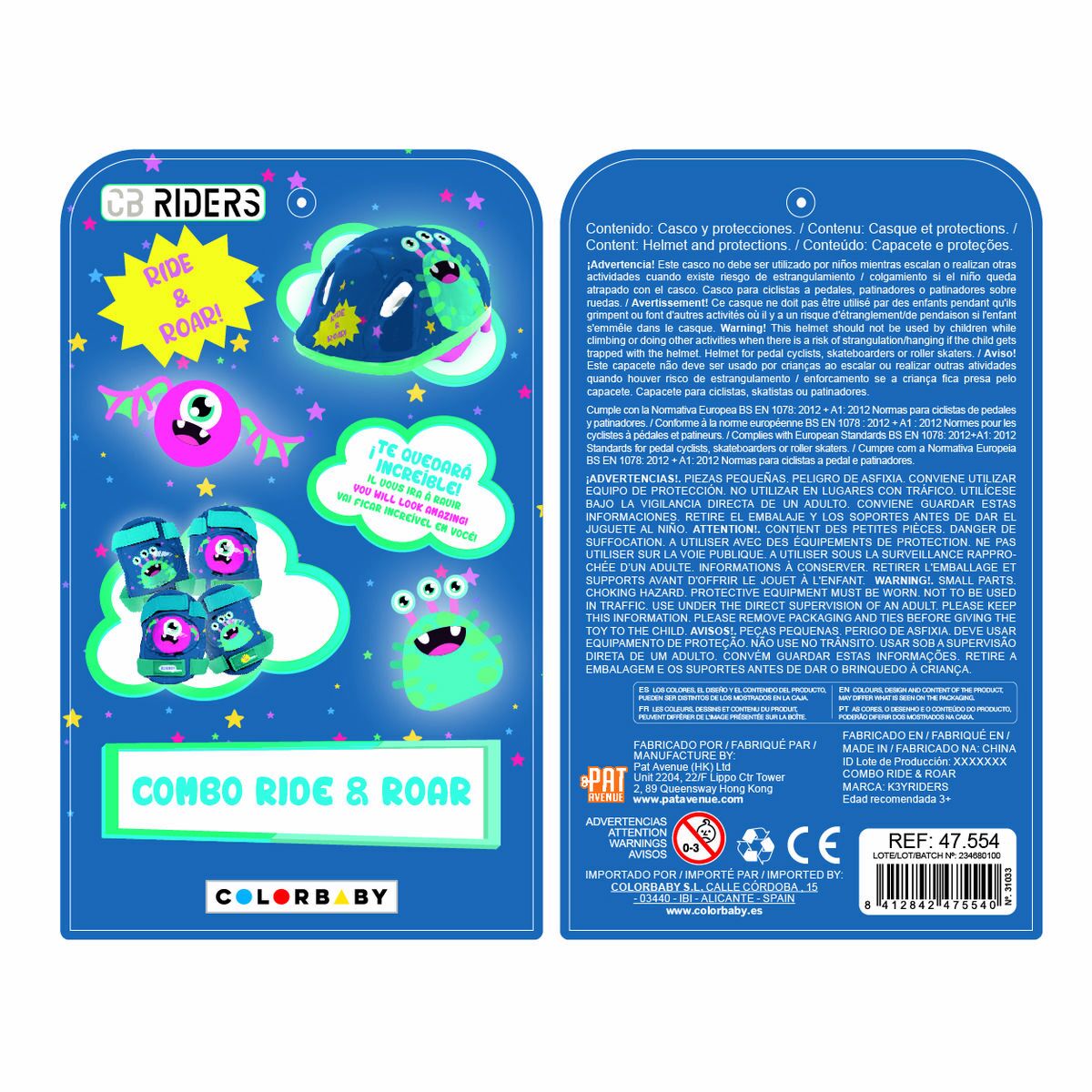Hjälm- och knäskyddspaket Colorbaby Monster (4 antal) - 14
