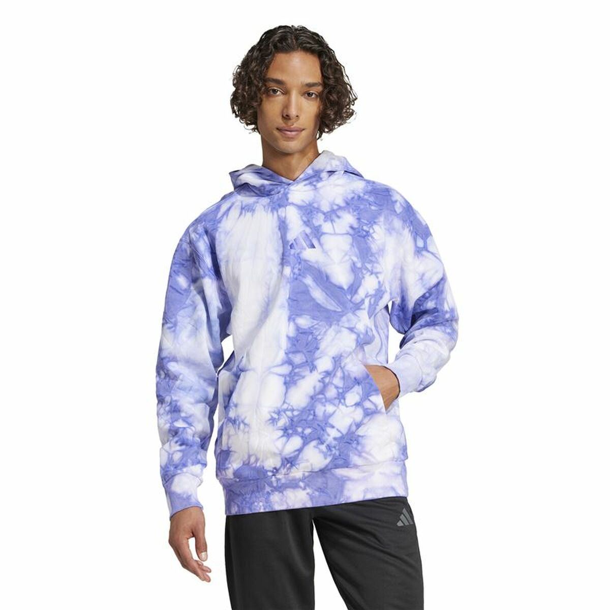 Tröja med huva Herr Adidas All Szn Fleece Wash Hoodie Blå XS - 2