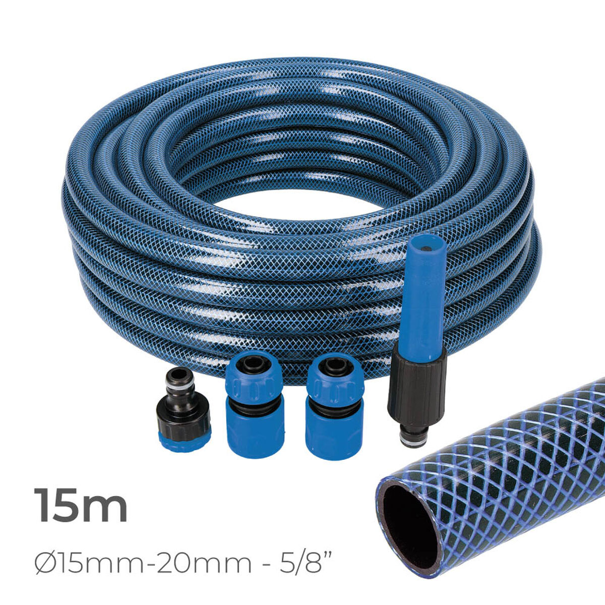 Slang med tillbehörssats EDM 74098 5/8" 20 mm x 15 m Blå (15 m) - 3
