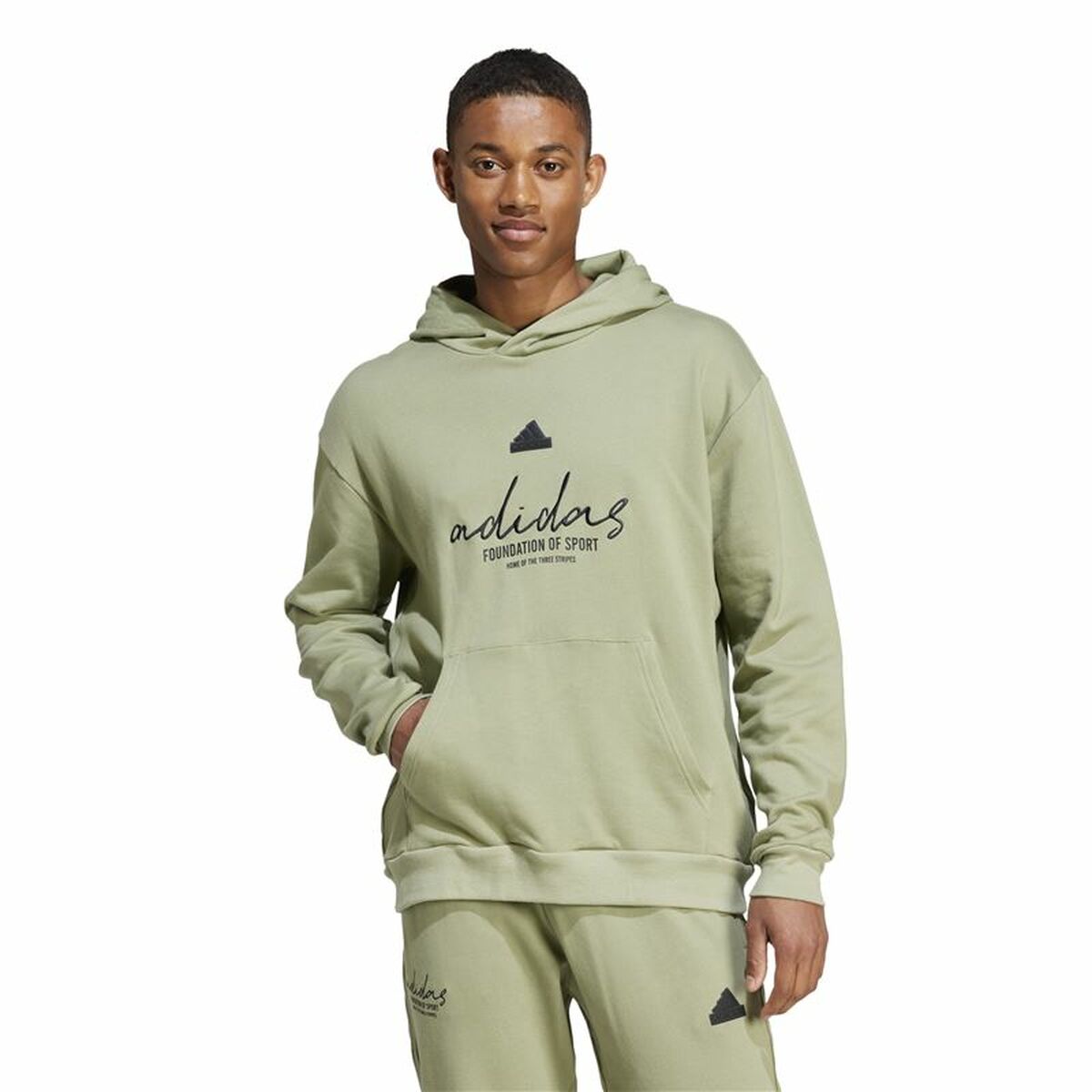 Tröja med huva Herr Adidas Brand Love French Terry Hoodie Grön Ljusgrön - 2