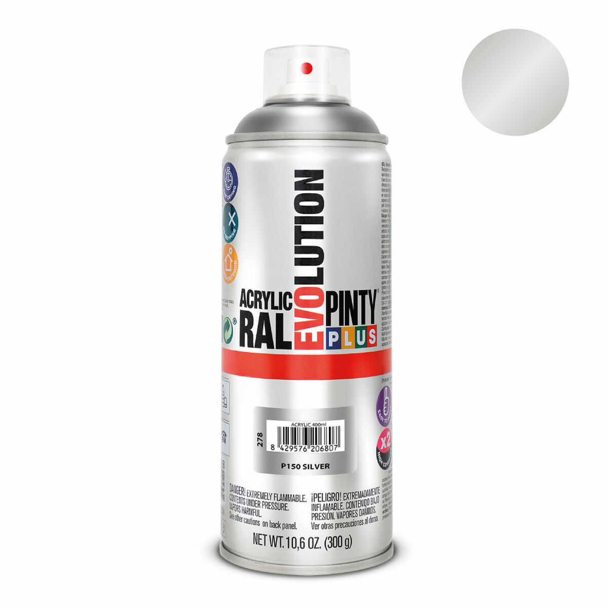 Sprejfärg Pintyplus Evolution P150 400 ml Silvrig - 2