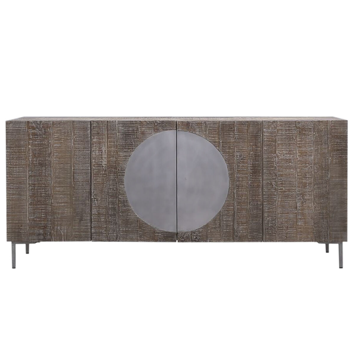 Skänk DKD Home Decor Mörkbrun Mörkgrå Metall Mangoträ 180 x 40 x 80 cm - 2