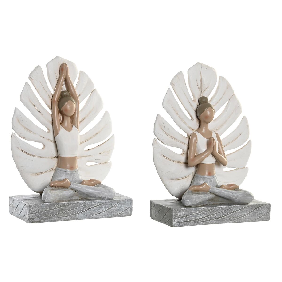 Prydnadsfigur DKD Home Decor Vit Grå Yoga 16 x 7,5 x 21 cm (2 antal) - 3