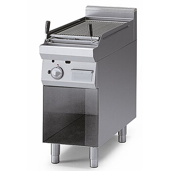 Gas lavasten grill på öppna skåp