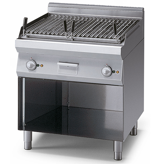 Elektrisk grill på öppna skåp