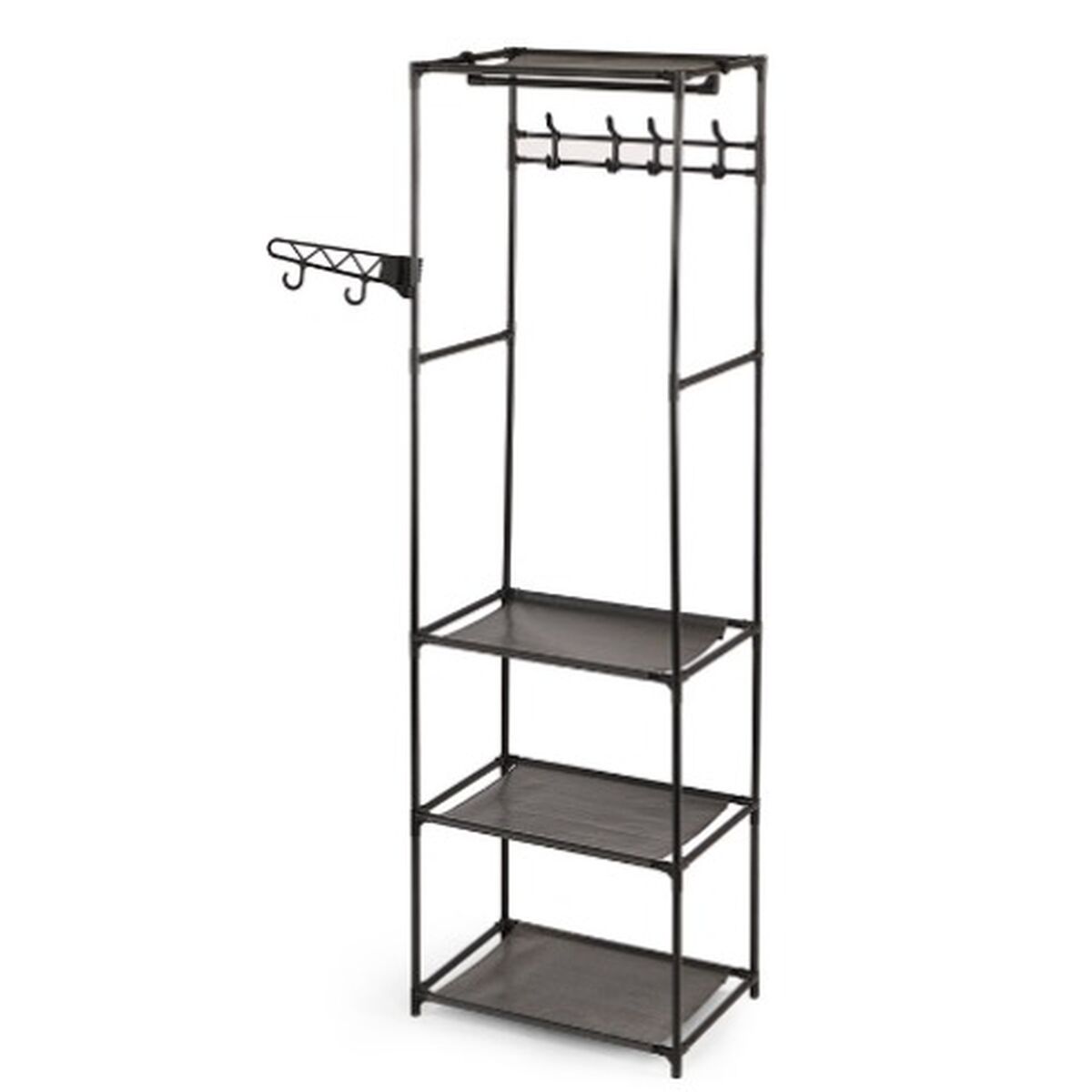 Garderob Kipit Svart Metall Tyg 55 x 36 x 170 cm