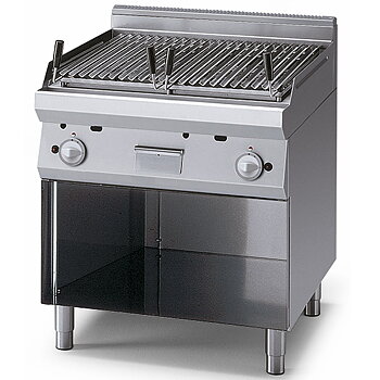 Gas lavasten grill på öppna skåp