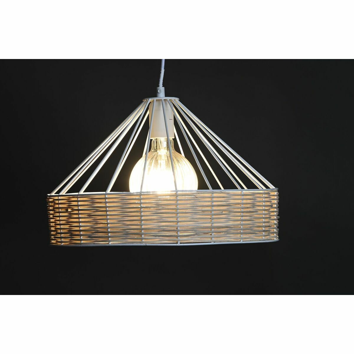 Taklampa DKD Home Decor 35 x 35 x 22 cm Svart Metall Rattan 50 W (2 antal) - 8