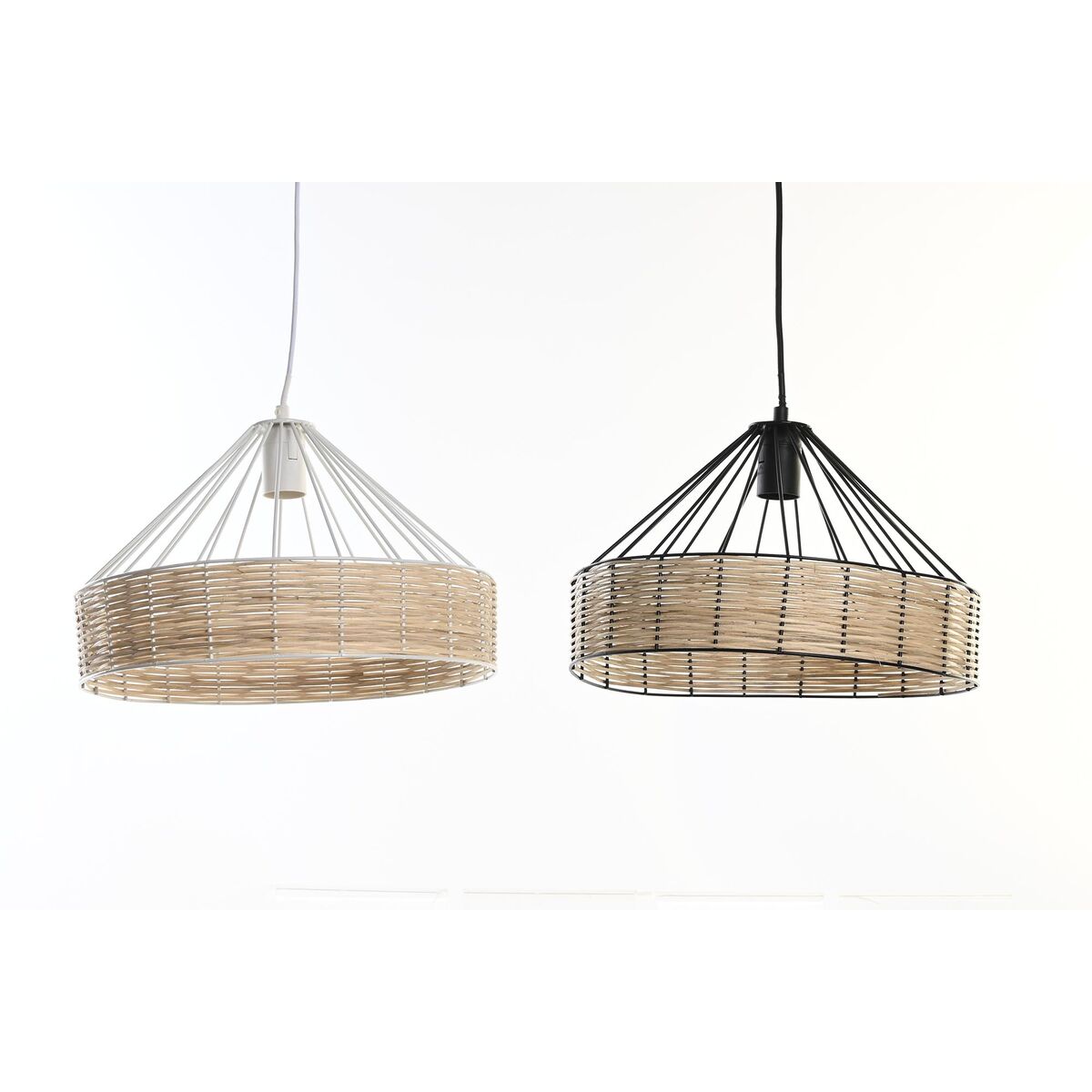 Taklampa DKD Home Decor 35 x 35 x 22 cm Svart Metall Rattan 50 W (2 antal) - 4