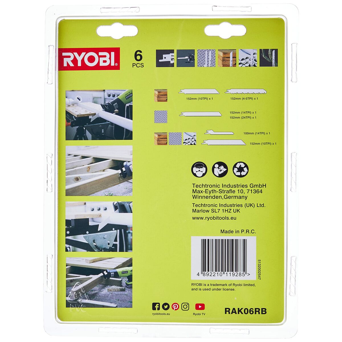 Sågblad Ryobi RAK06RB Självsågande såg Metall 6 Delar - 4