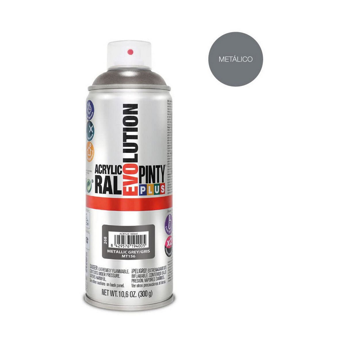Sprejfärg Pintyplus Evolution MT156 Metallic 400 ml Grå - 2