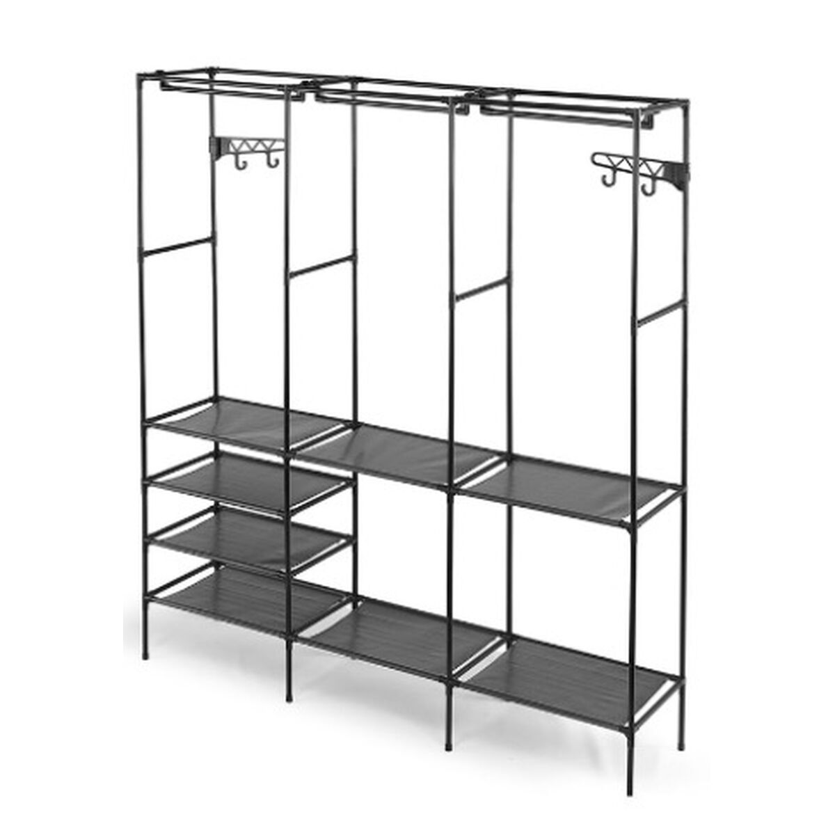 Garderob Kipit Svart Metall Tyg polypropen 160 x 36 x 170 cm