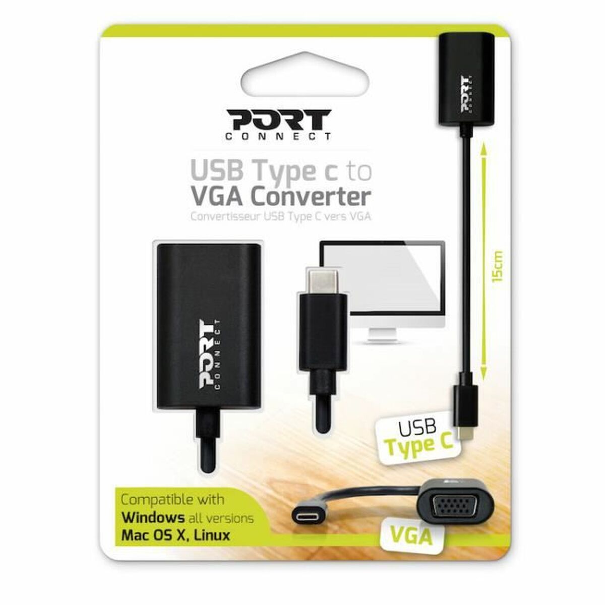 USB C till VGA Adapter Port Designs 900125 Svart - 2
