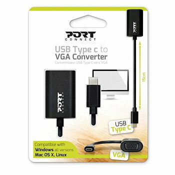 USB C till VGA Adapter Port Designs 900125 Svart