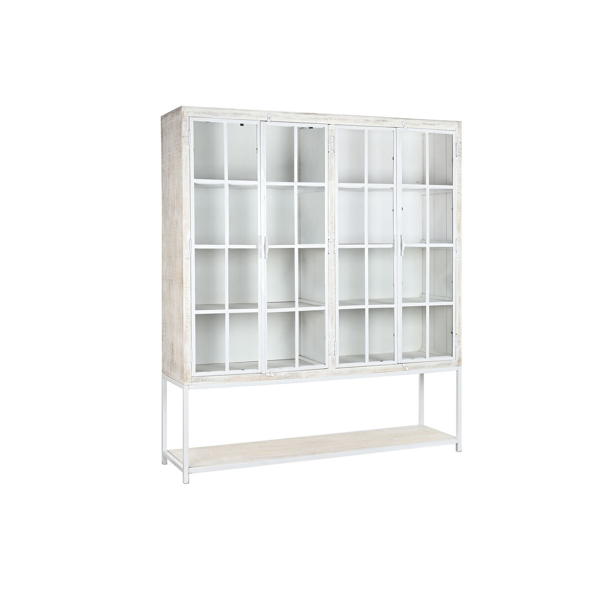Bokhylla DKD Home Decor Vit Svart Metall Mangoträ 170 x 45 x 200 cm