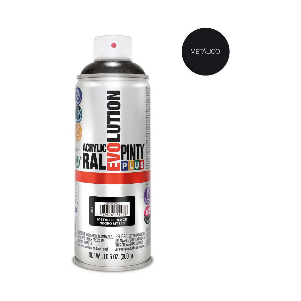 Sprejfärg Pintyplus Evolution MT153 Metallic 400 ml Svart - 2