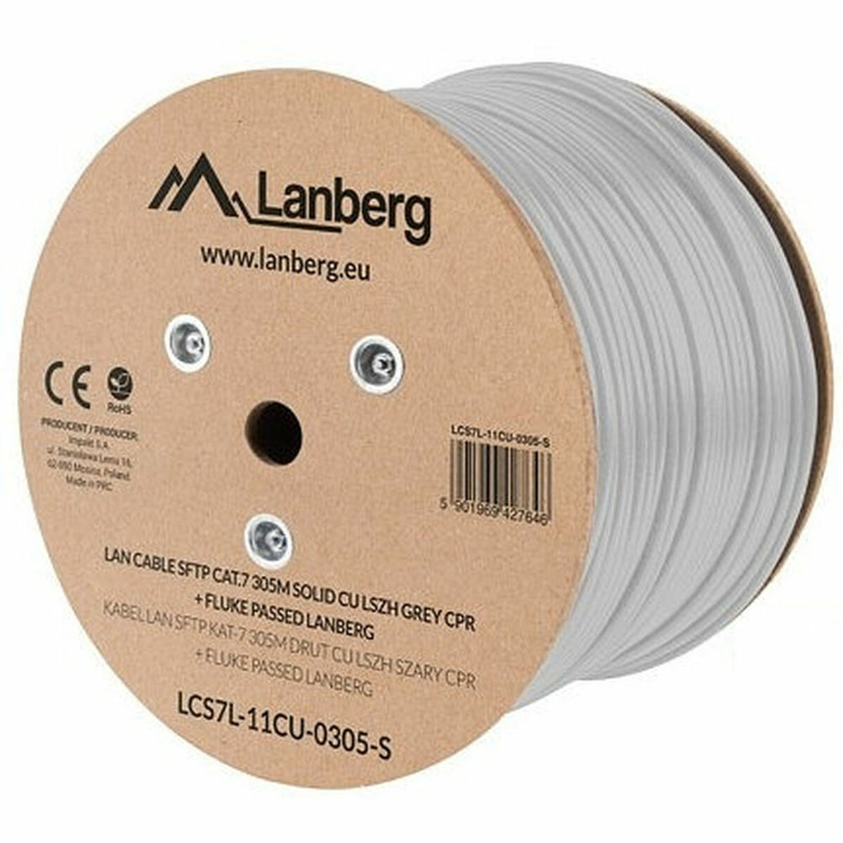 Nätkabel UTP Styv Kategori 6e Lanberg Vit 305 m - 2