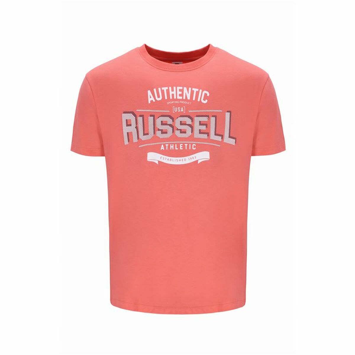 T-shirt med kortärm Herr Russell Athletic Amt A30081 Orange Korall