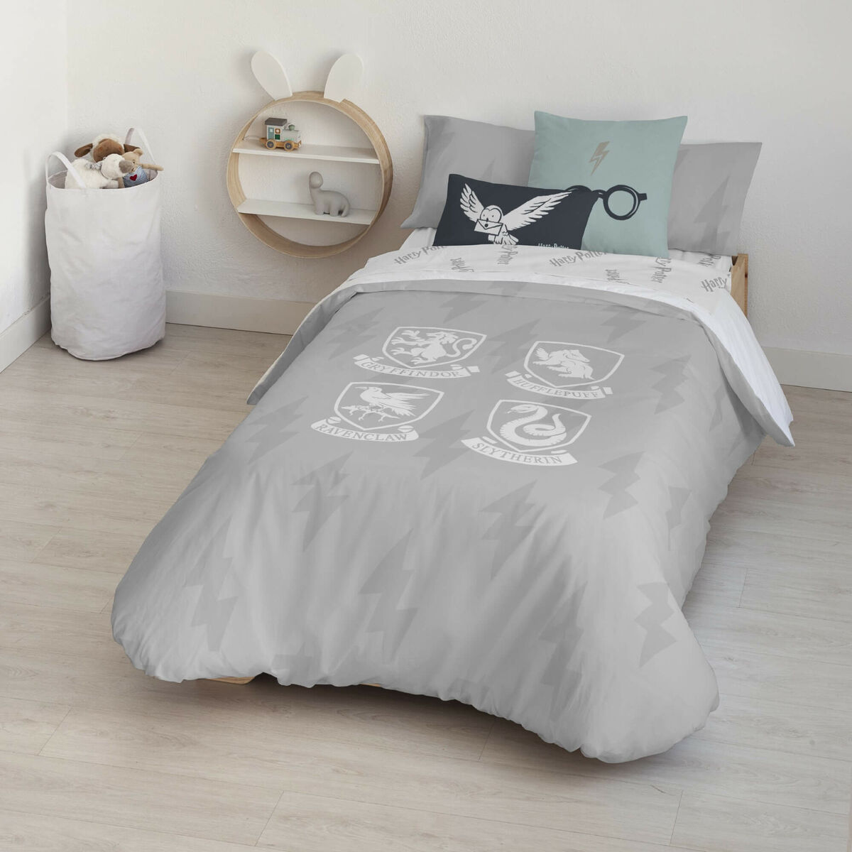Påslakan Harry Potter Hogwarts Shields Multicolour 175 Trådar 240 x 220 cm Säng 160 - 4