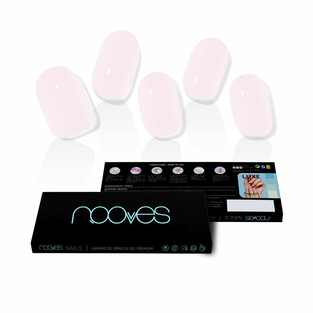 Lösnaglar Nooves Pale Rose Gel Självhäftande 20 Delar