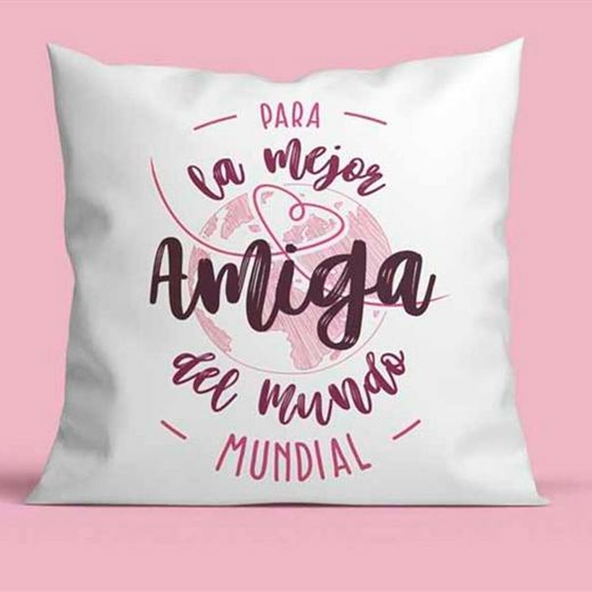 Kudde Roymart PARA LA MEJOR AMIGA DEL MUNDO Vit Rosa 40 x 40 cm - 2