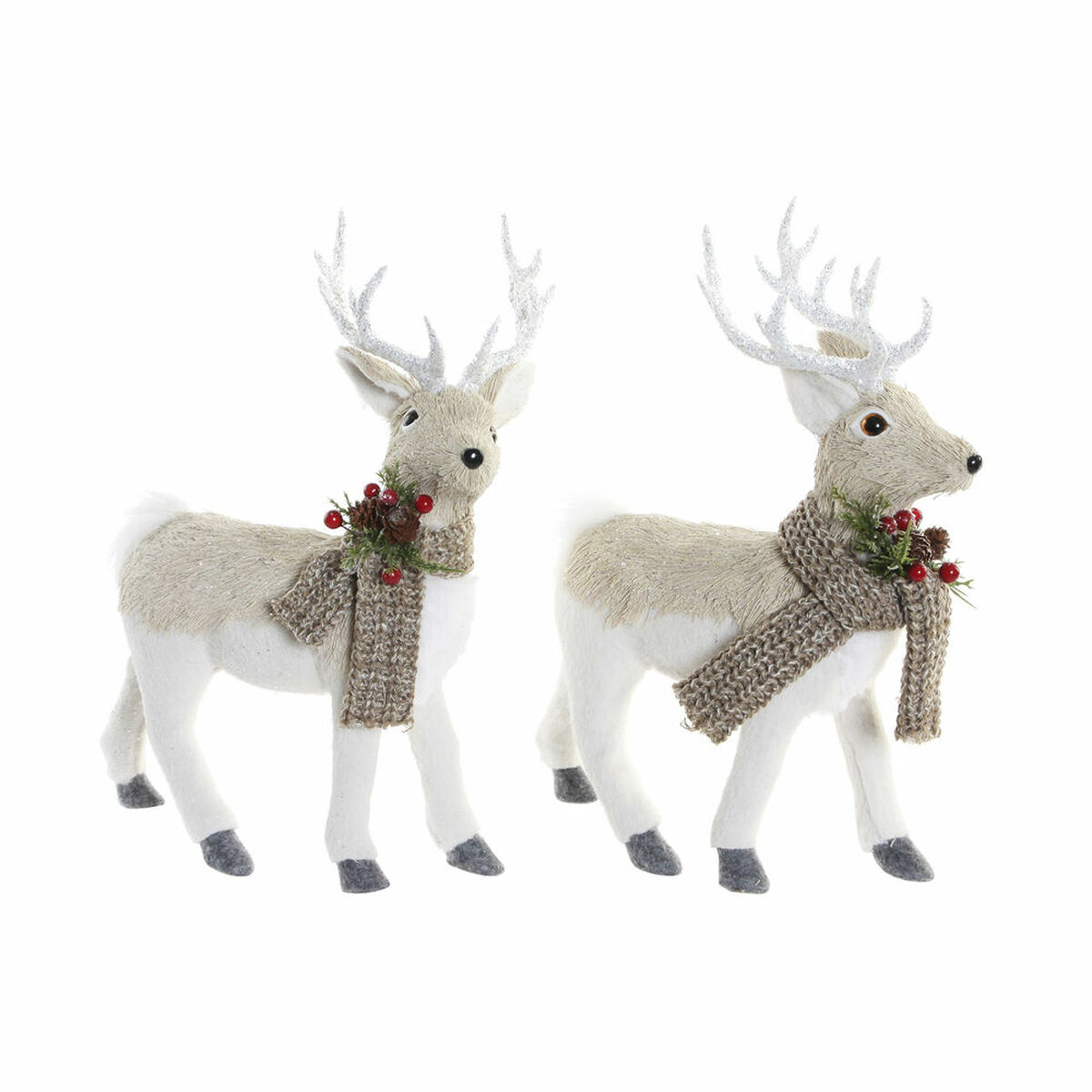 Julgranskula DKD Home Decor Beige Polyester Vit polystyren Ren (9 x 24 x 33 cm)