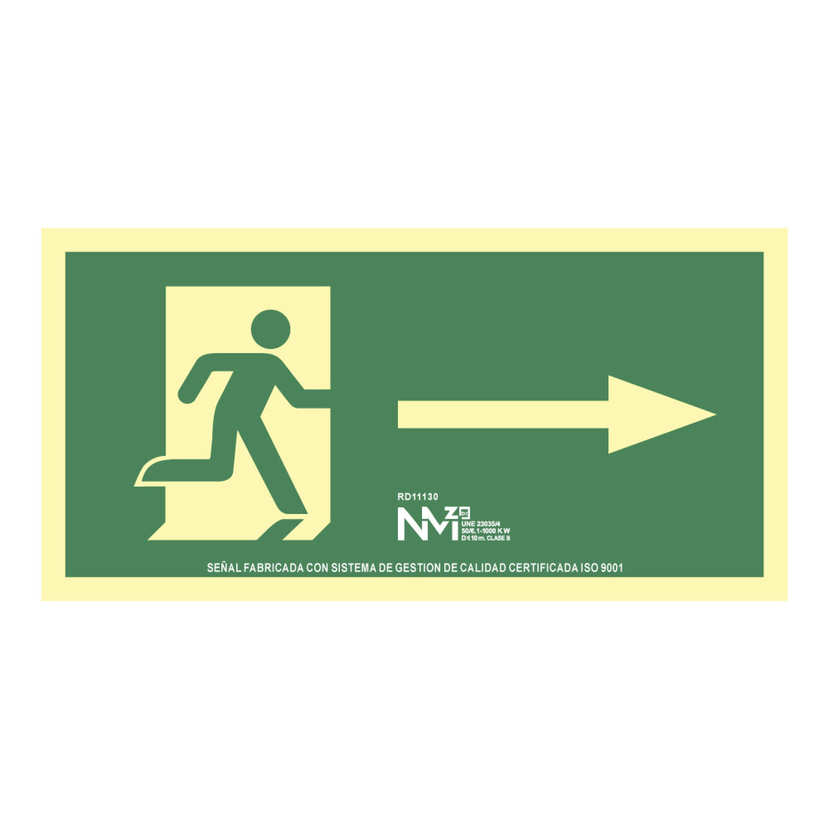Skylt Normaluz Evacuación flecha derecha PVC 32 x 16 cm