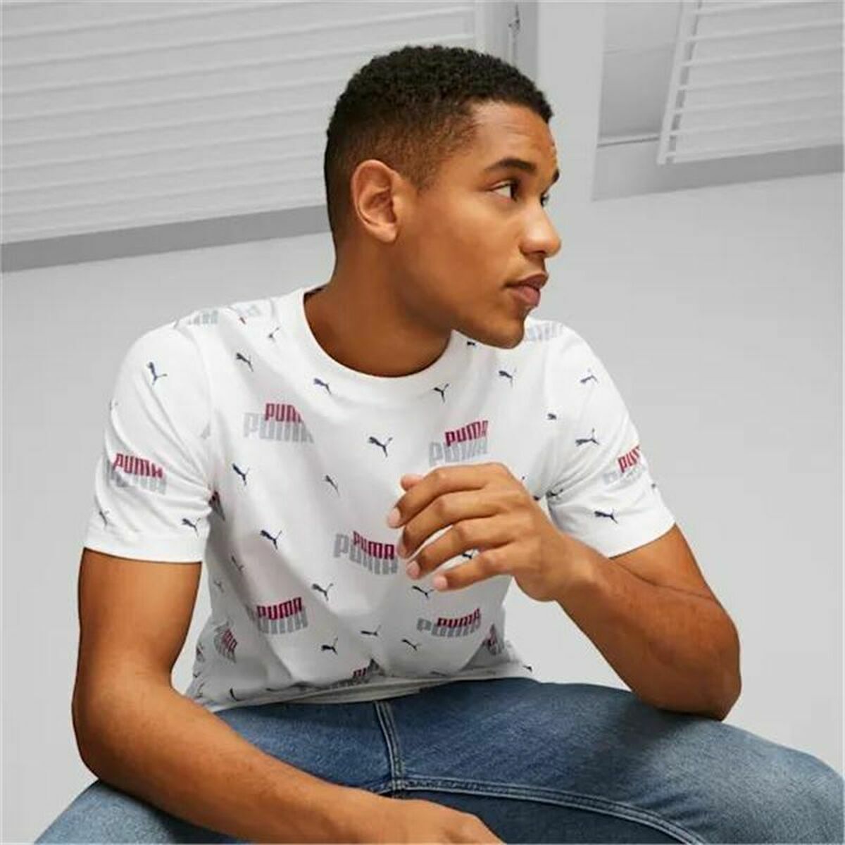 T-shirt med kortärm Herr Puma  Ess+ Logo Power Vit - 5