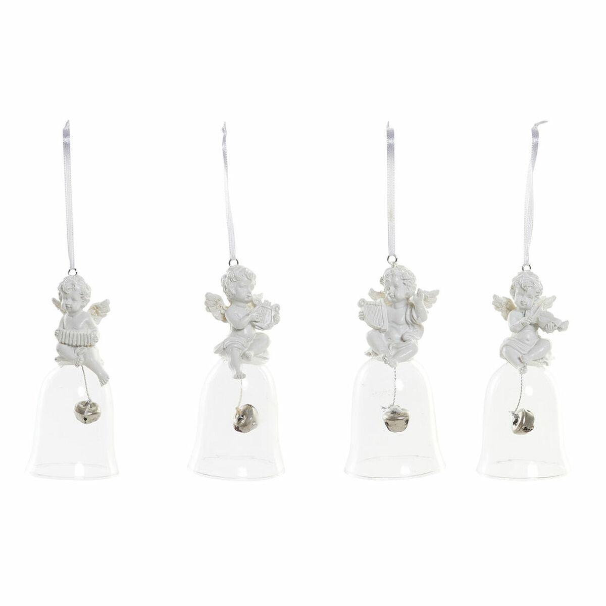 Julgranskula DKD Home Decor Harts Glas Ängel (4 pcs) (5 x 5 x 10.5 cm)