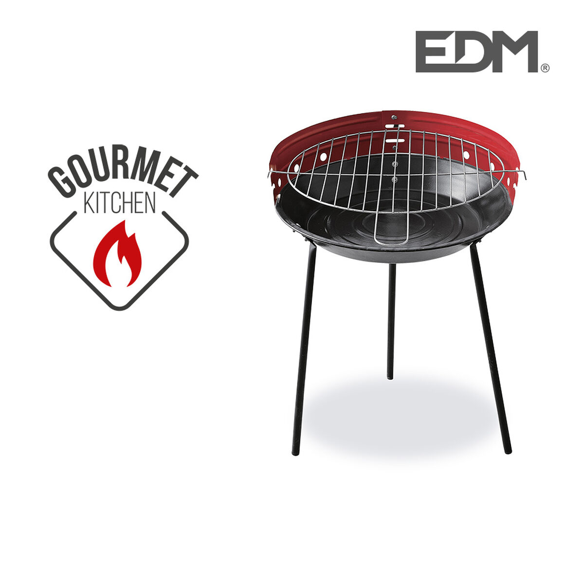 Kolgrill med ben EDM 73832 Röd/Svart Järn Ø 33 x 45 cm - 2