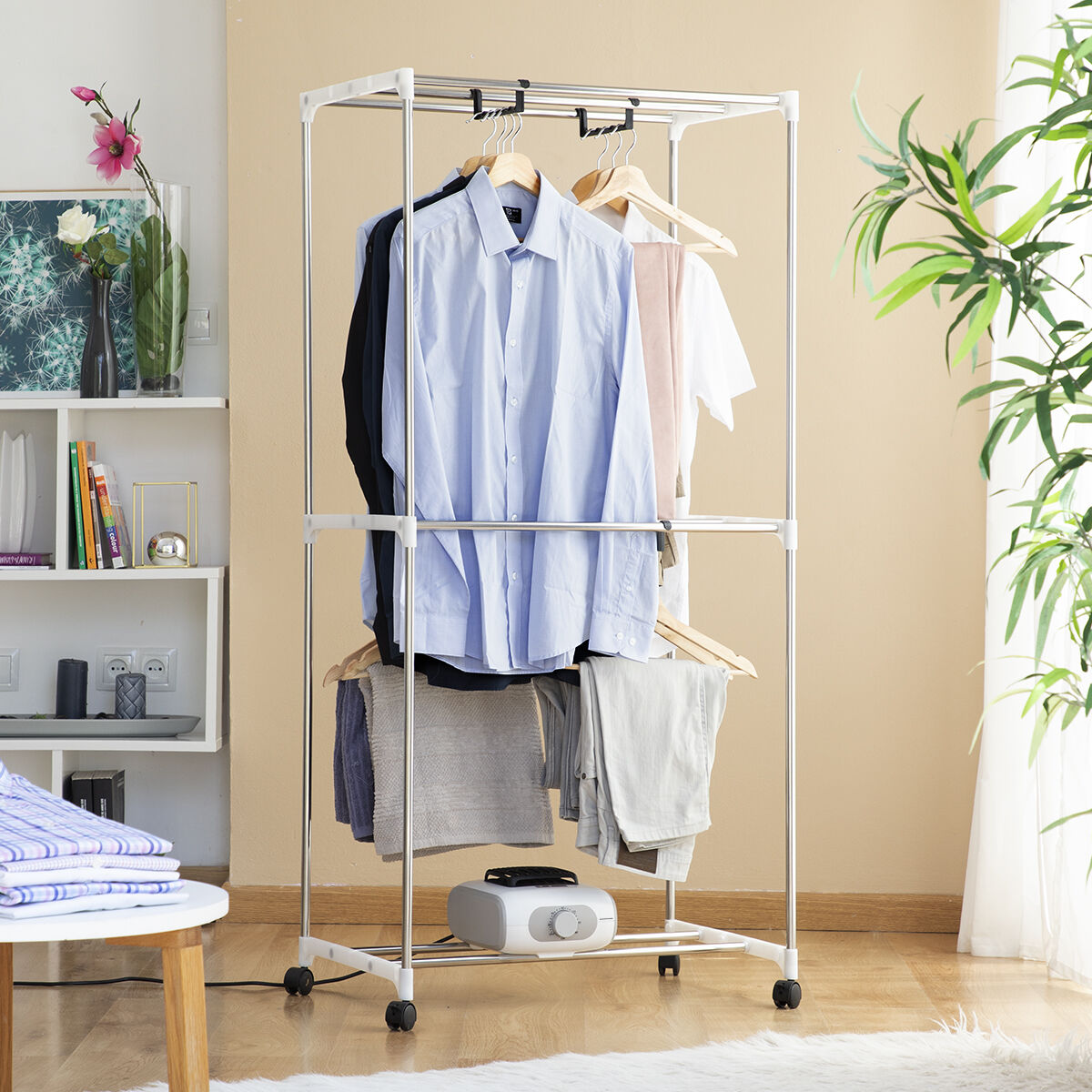 Bärbar elektrisk lufttork för kläder med 2 nivåer Dupledry Blue InnovaGoods 1200 W - 3