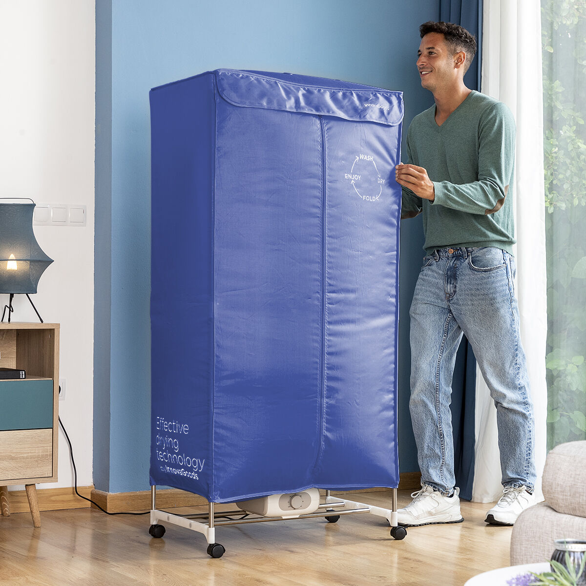 Bärbar elektrisk lufttork för kläder med 2 nivåer Dupledry Blue InnovaGoods 1200 W - 5