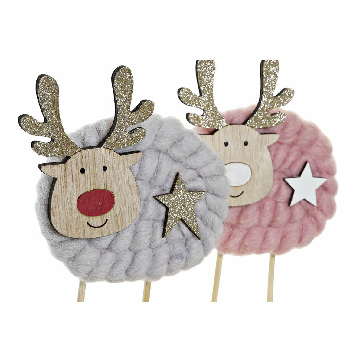 Julgranskula DKD Home Decor Polyester Trä (2 pcs) (10 x 4 x 16 cm) - 3
