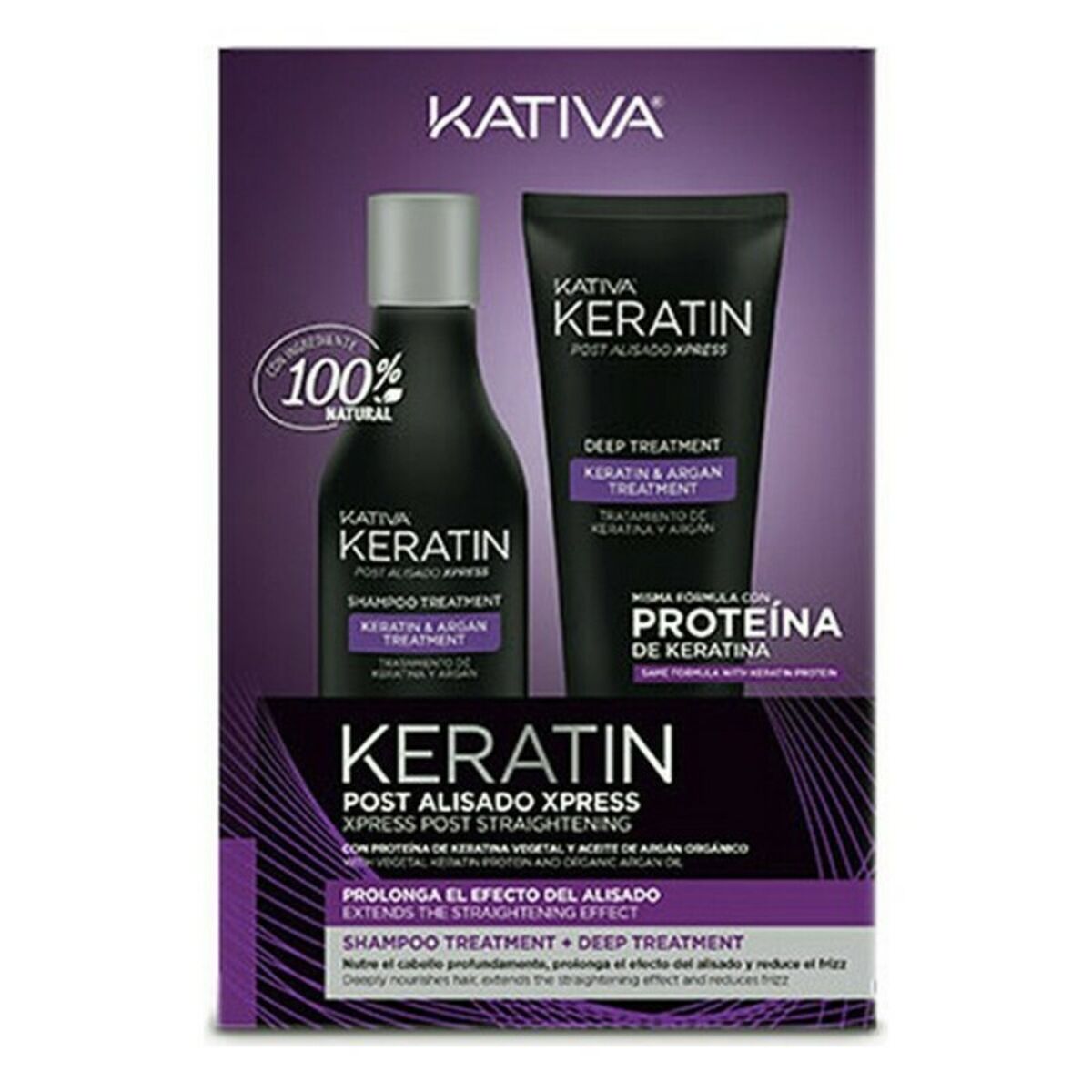 Hårkit Brasiliansk glans Kativa Keratin Express Post Alisado Lote 2 Delar