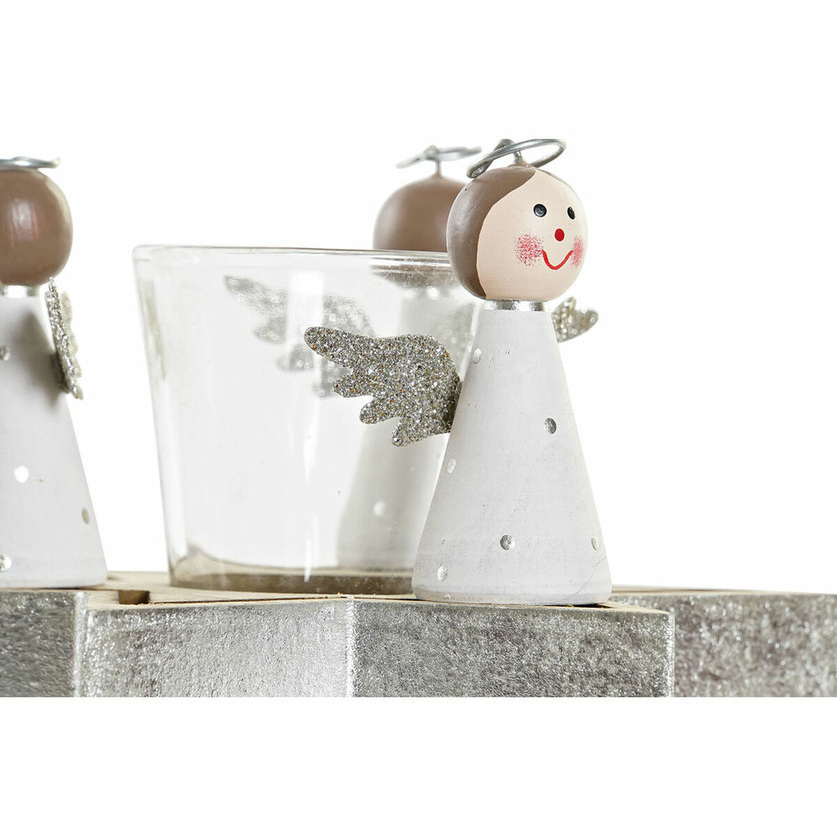 Jul-ljusstake DKD Home Decor Glas Trä (17 x 17 x 9 cm) - 3