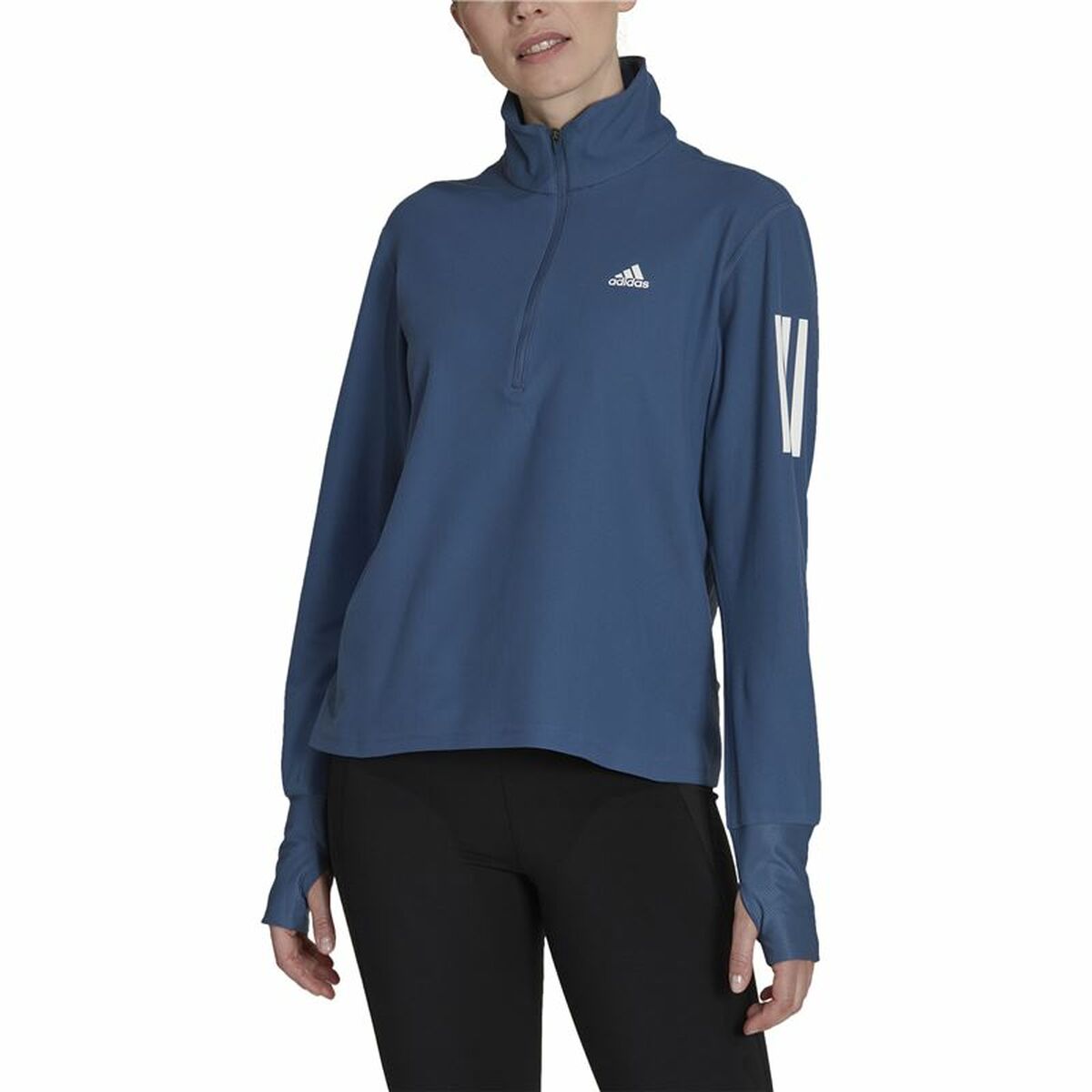 Långärmad t-shirt Dam Adidas Own the Run 1/2 Zip Indigo - 7