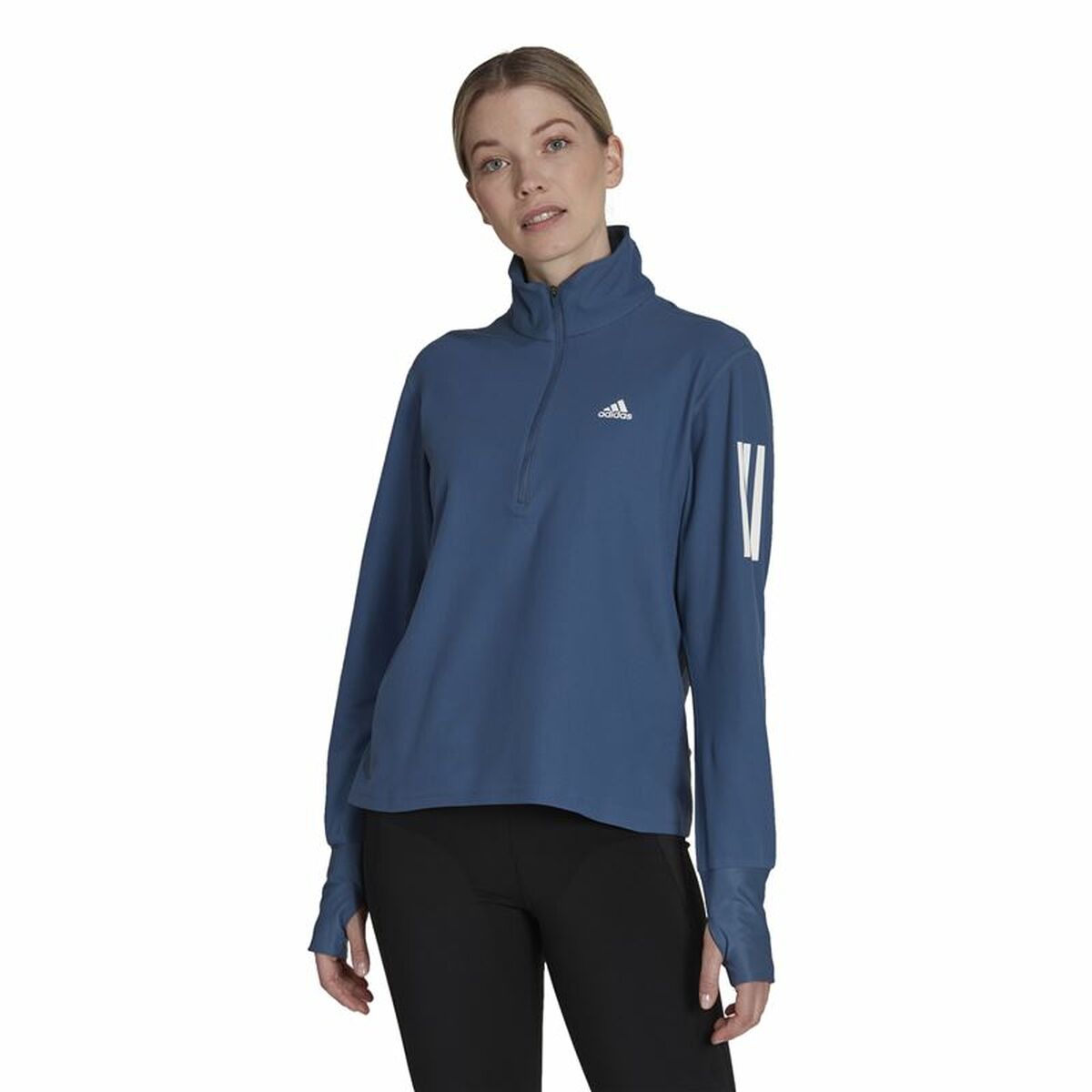 Långärmad t-shirt Dam Adidas Own the Run 1/2 Zip Indigo - 9