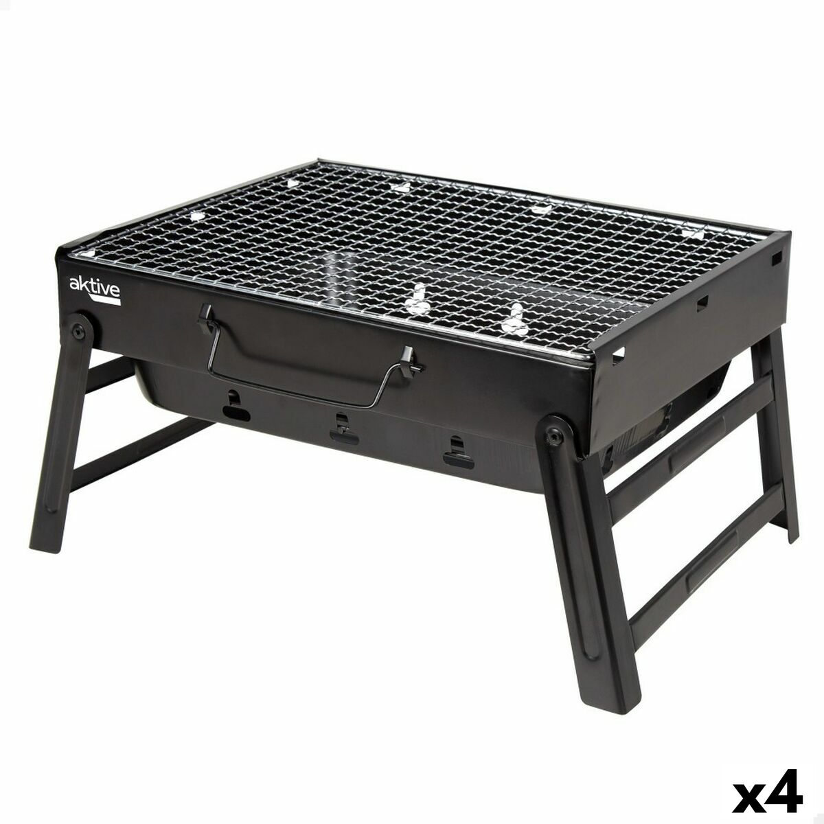 Bärbar Grill Aktive Rektangulär Svart Stål 40 x 20 x 28 cm - 8