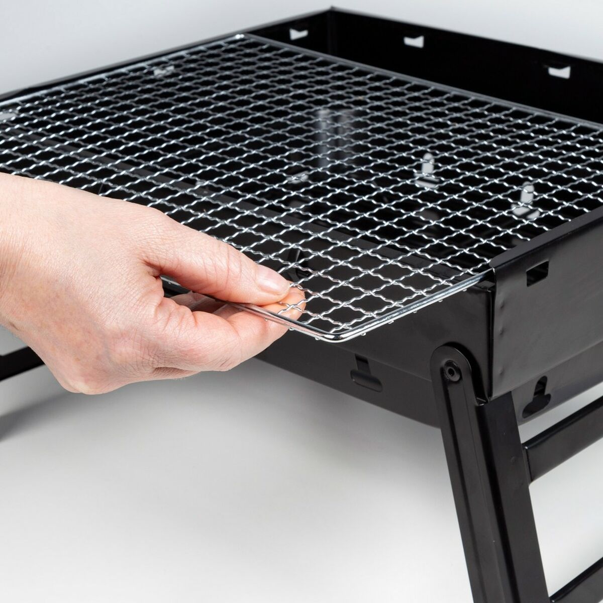 Bärbar Grill Aktive Rektangulär Svart Stål 40 x 20 x 28 cm - 5