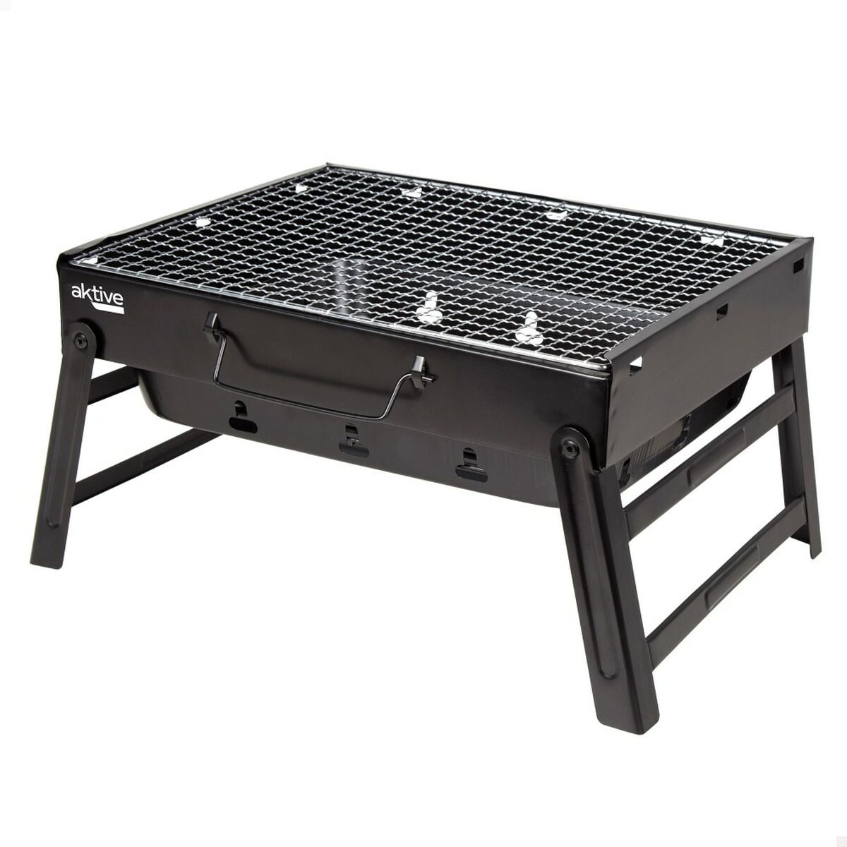 Bärbar Grill Aktive Rektangulär Svart Stål 40 x 20 x 28 cm - 9