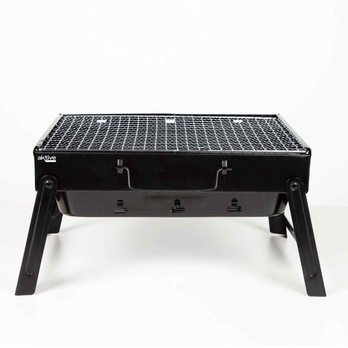 Bärbar Grill Aktive Rektangulär Svart Stål 40 x 20 x 28 cm - 10