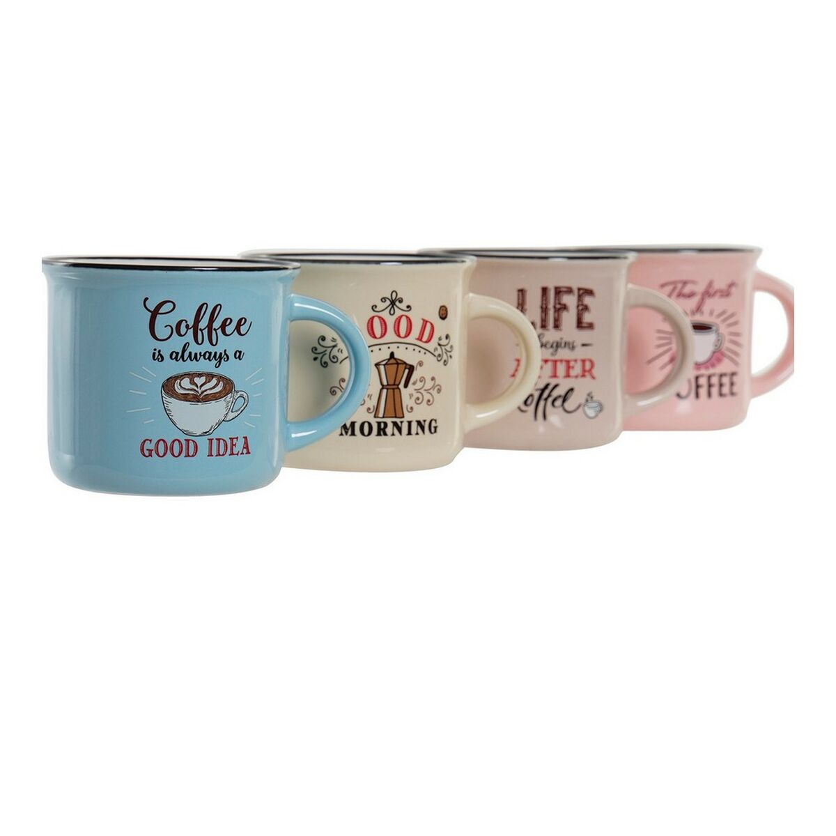 Mugg DKD Home Decor Coffee Porslin Bone China (180 ml) (4 pcs) - 2