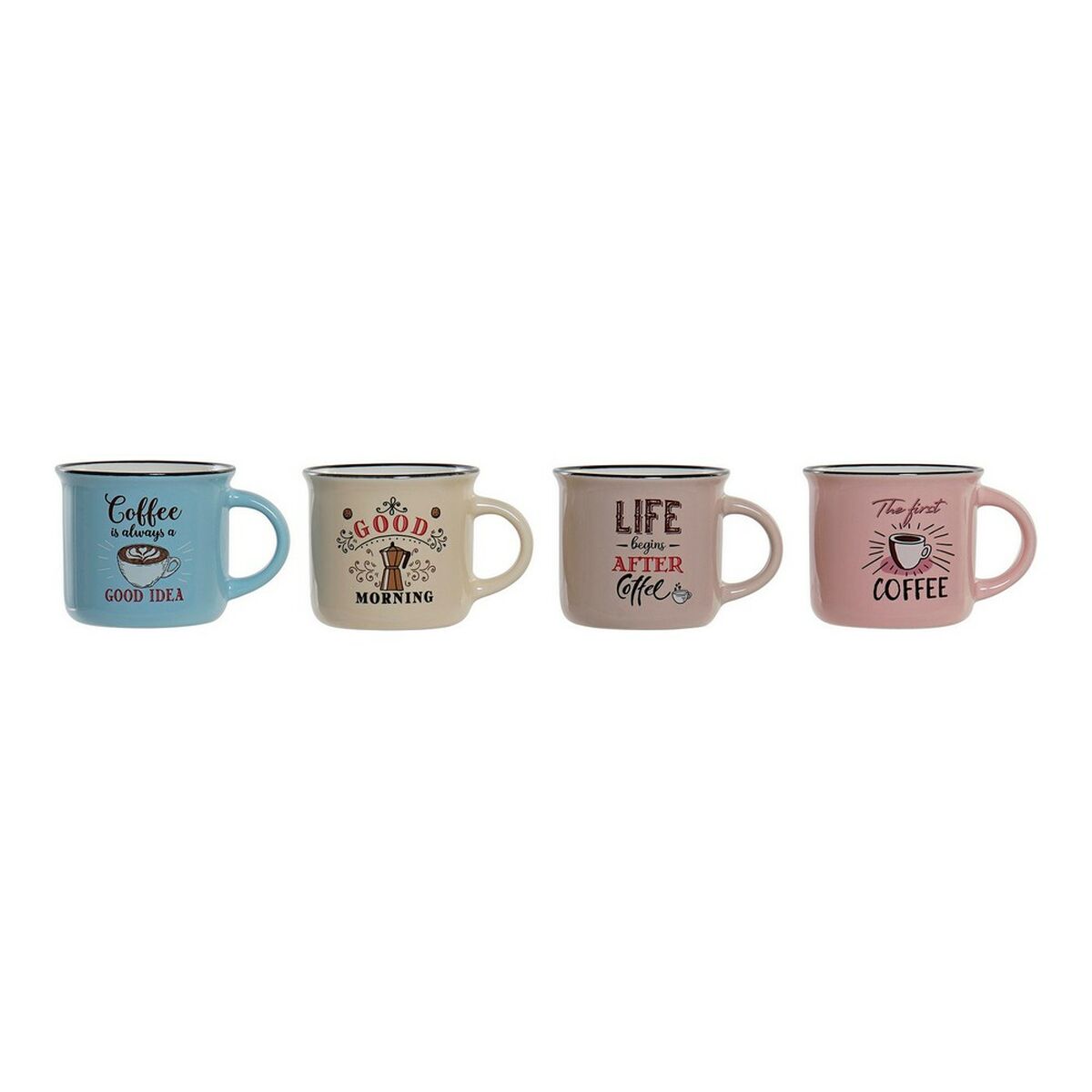 Mugg DKD Home Decor Coffee Porslin Bone China (180 ml) (4 pcs)