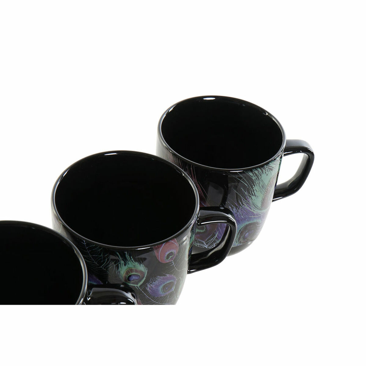 Mugg DKD Home Decor Porslin Svart Rosa (11.5 x 8.5 x 10 cm) (3 pcs) (380 ml) - 2