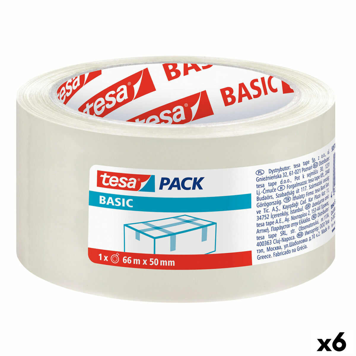 Självhäftande band TESA Förpackning Transparent 50 mm x 66 m (6 antal)