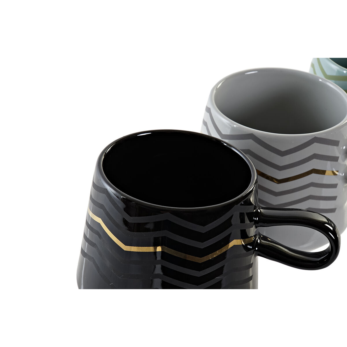Mugg DKD Home Decor Svart Grå Blå Rosa Stengods Modern (400 ml) (4 antal) - 2