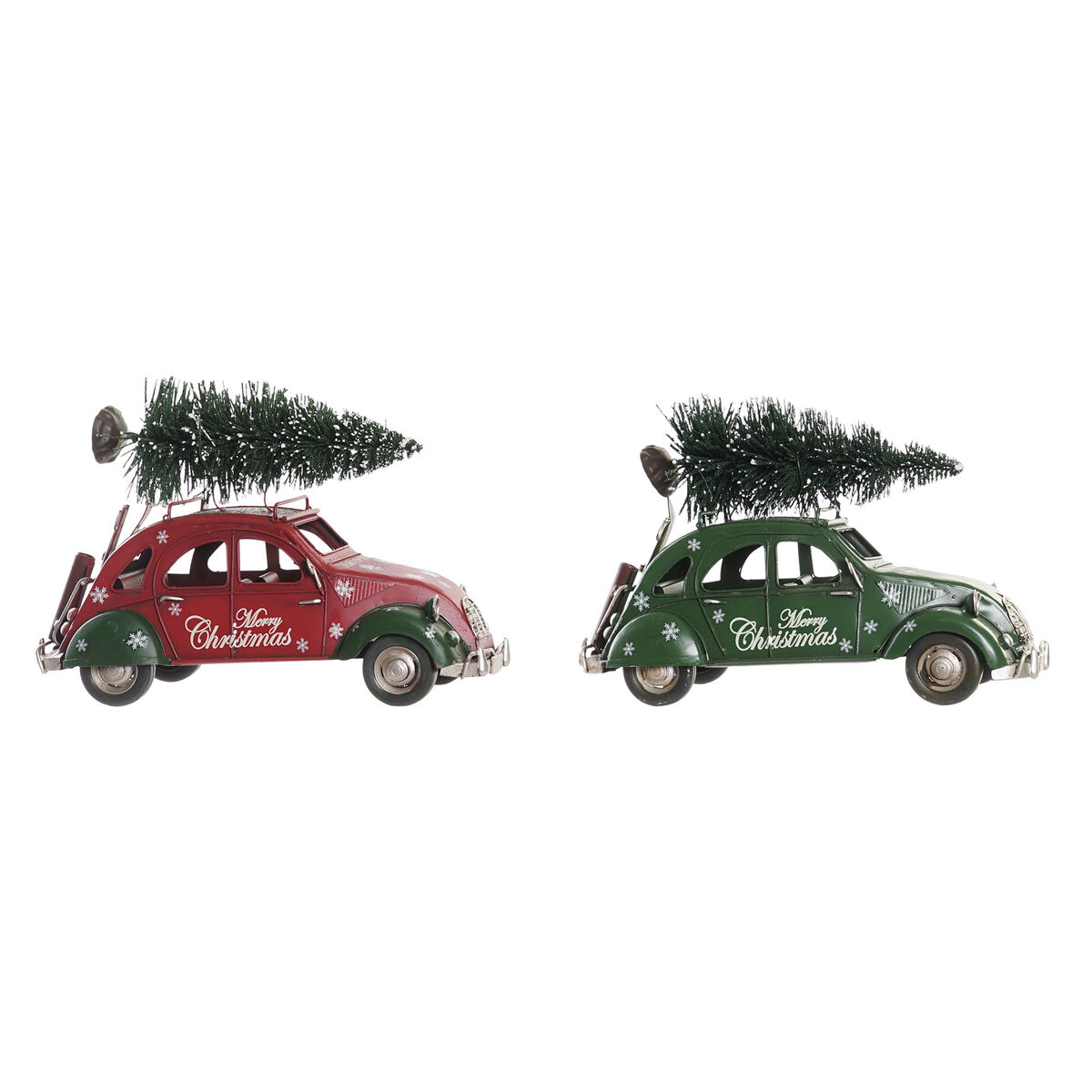 Julgranskula DKD Home Decor Röd Grön Bil 26 x 11,5 x 16,5 cm (2 antal)