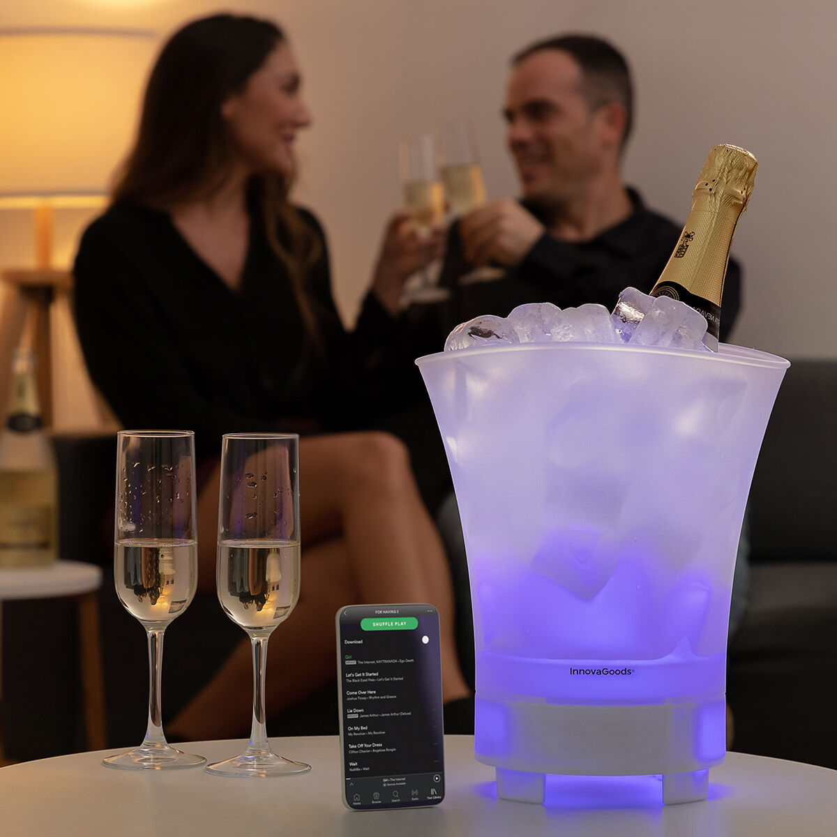 LED-hink med återuppladdningsbar högtalare Sonice InnovaGoods - 21